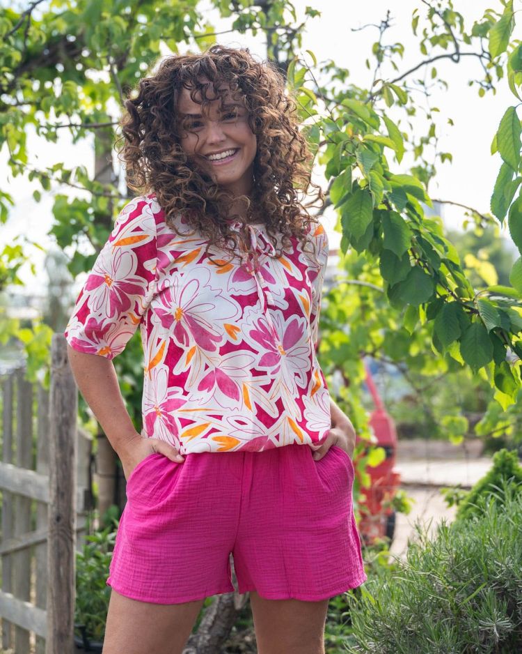 FOS Amsterdam Blouse Roze dames (LEXI ZOMERBLOEI BLOUSON - LEXI.7469.FUCHSIA) - GL Sport (Sluis)