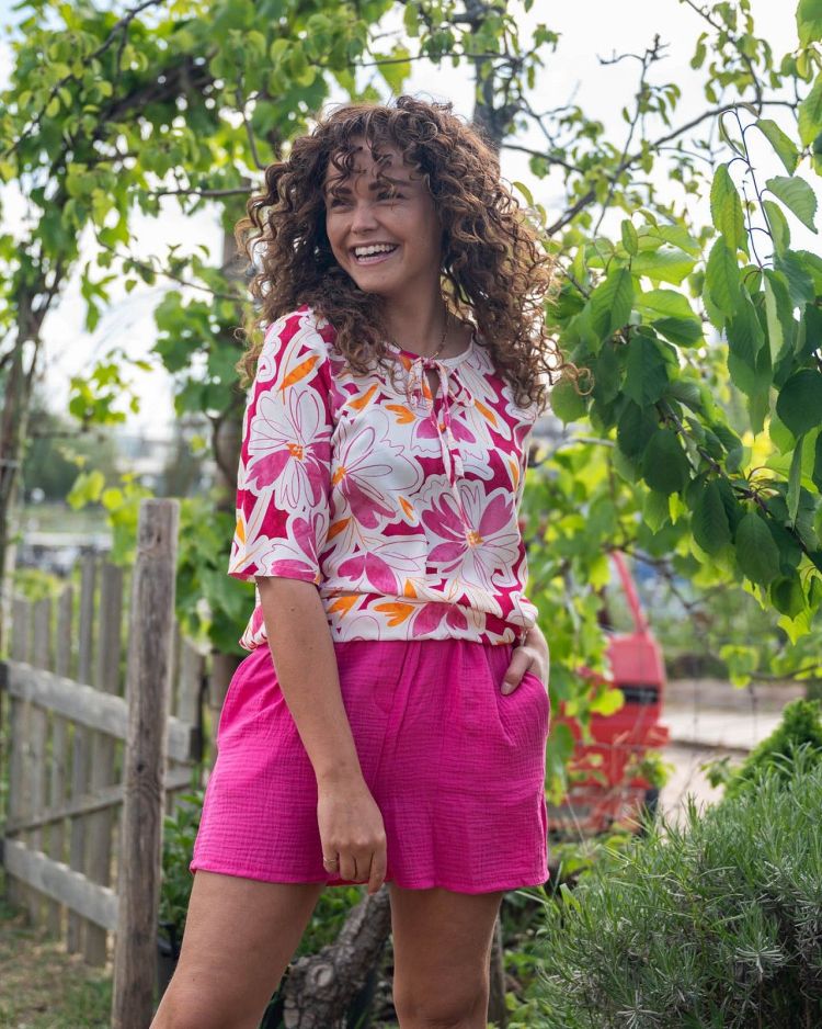 FOS Amsterdam Blouse Roze dames (LEXI ZOMERBLOEI BLOUSON - LEXI.7469.FUCHSIA) - GL Sport (Sluis)