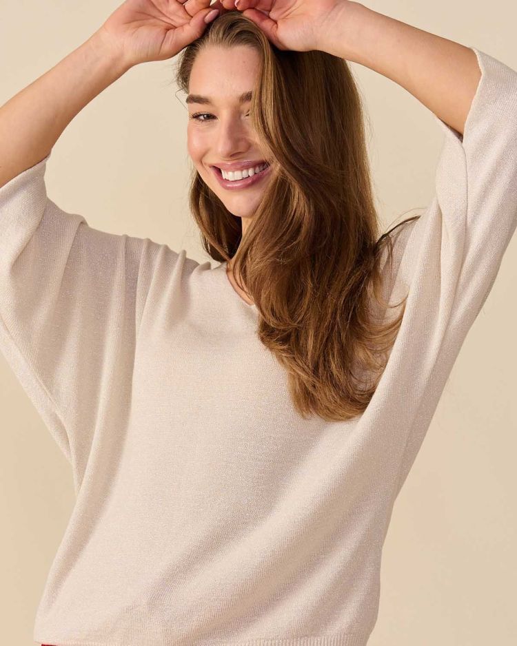 FOS Amsterdam Trui Beige dames (LIEVE TRUI LUREX - LIEVE.7705.BEIGE) - GL Sport (Sluis)