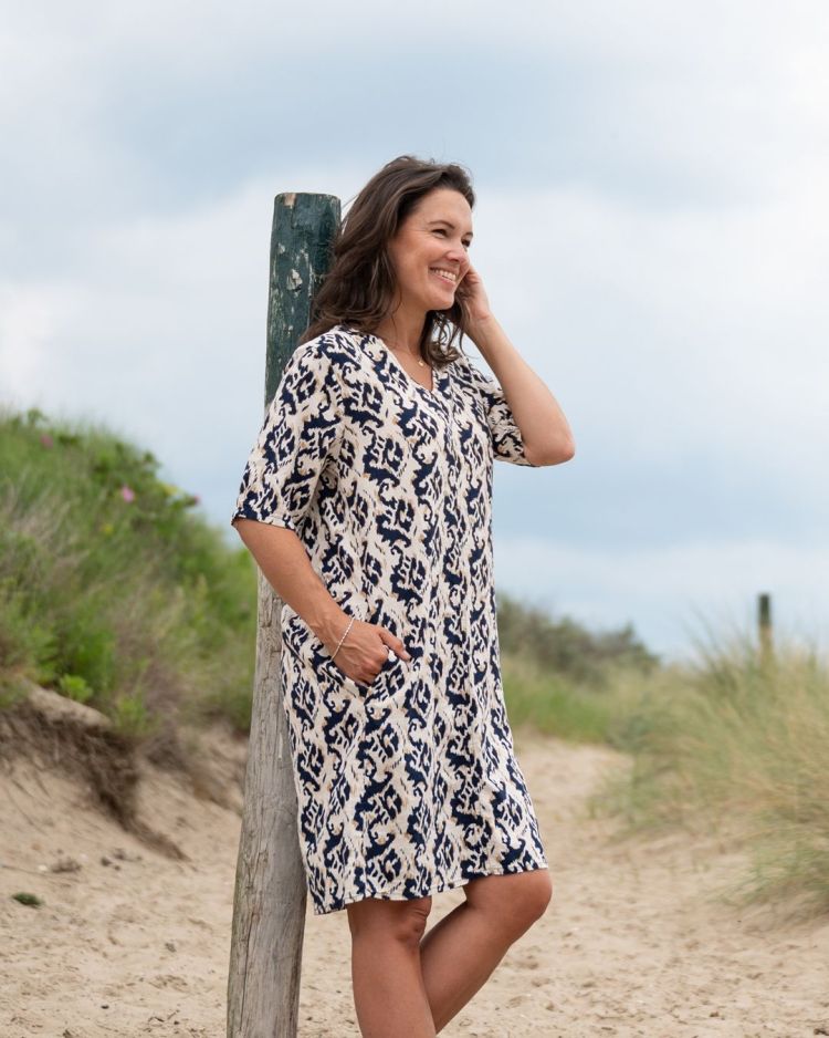 FOS Amsterdam Jurk Blauw dames (LINDE BATIK IKAT - LINDE.7106.NAVY) - GL Sport (Sluis)