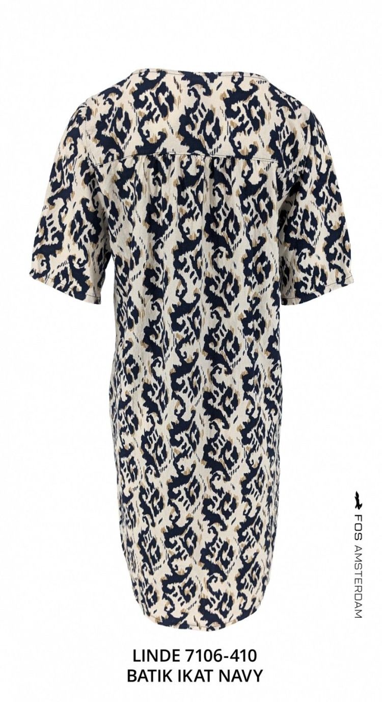 FOS Amsterdam Jurk Blauw dames (LINDE BATIK IKAT - LINDE.7106.NAVY) - GL Sport (Sluis)