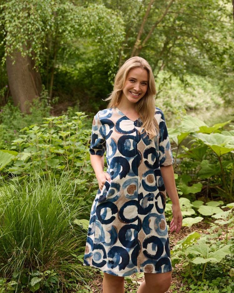 FOS Amsterdam Jurk Blauw dames (LINDE CIRCLE DOT DRESS - LINDE.7824-NAVY) - GL Sport (Sluis)
