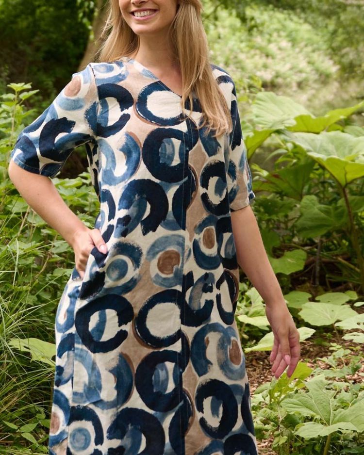 FOS Amsterdam Jurk Blauw dames (LINDE CIRCLE DOT DRESS - LINDE.7824-NAVY) - GL Sport (Sluis)
