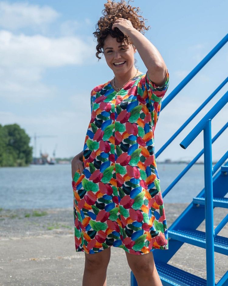 FOS Amsterdam Jurk Multi dames (LINDE COLORFUL STONES DRESS - LINDE.7461.ARMY) - GL Sport (Sluis)