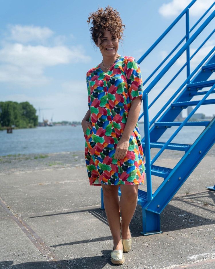FOS Amsterdam Jurk Multi dames (LINDE COLORFUL STONES DRESS - LINDE.7461.ARMY) - GL Sport (Sluis)