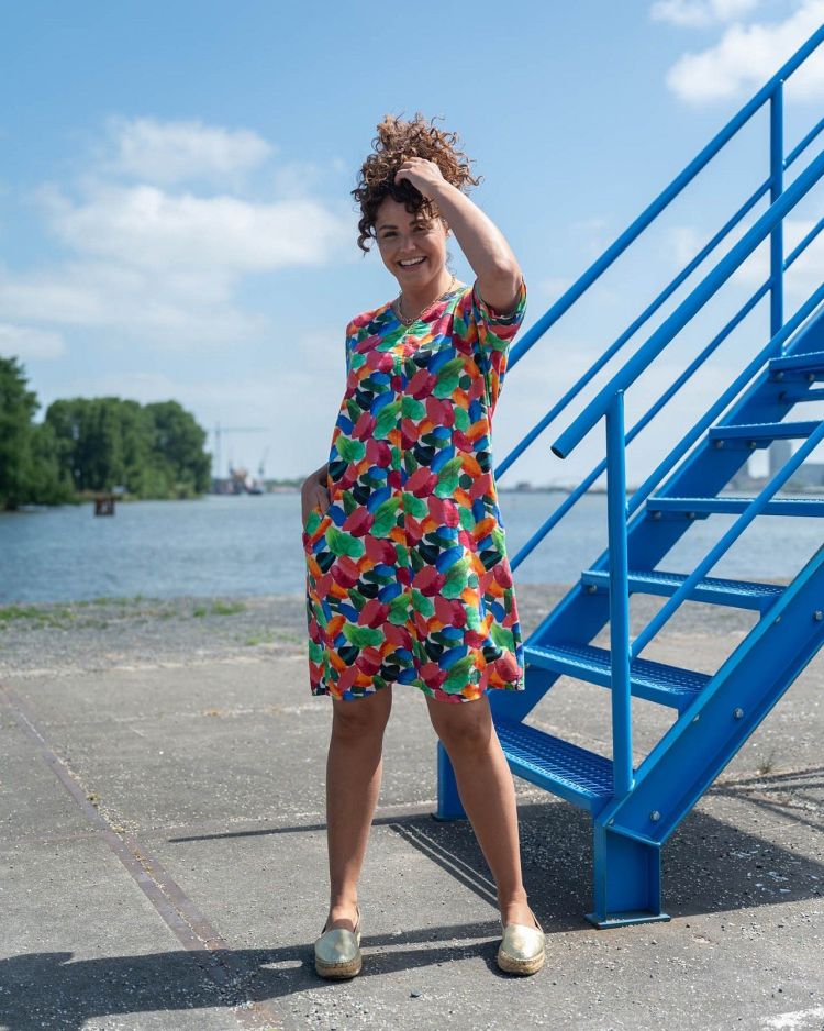 FOS Amsterdam Jurk Multi dames (LINDE COLORFUL STONES DRESS - LINDE.7461.ARMY) - GL Sport (Sluis)