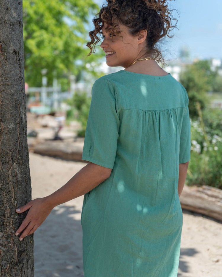 FOS Amsterdam Jurk Mint dames (LINDE LINNEN DRESS - LINDE.1641.UNI-RESEDA) - GL Sport (Sluis)