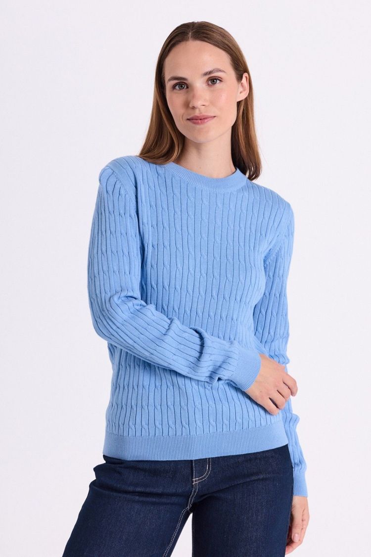 Freequent Pull Blauw dames (DODO PULLOVER CABLE KNIT - FQDODO.VISTABLUE) - GL Sport (Sluis)