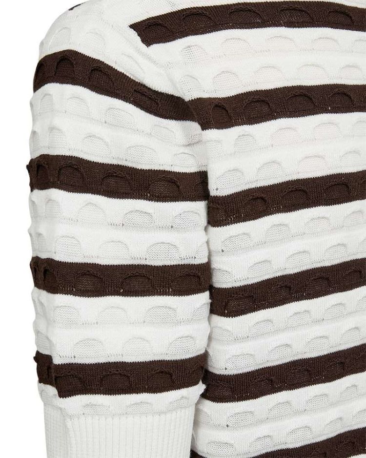 Freequent Pull Off-white dames (DODO PULLOVER JACQUARD STRIPE - FQDODO.OFFWHT/CBEAN) - GL Sport (Sluis)