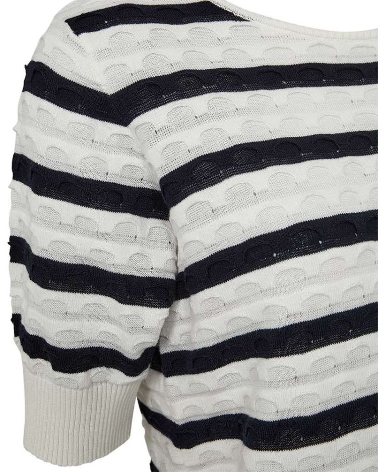 Freequent Pull Off-white dames (DODO PULLOVER JACQUARD STRIPE - FQDODO.OFFWHT/NBLAZ) - GL Sport (Sluis)