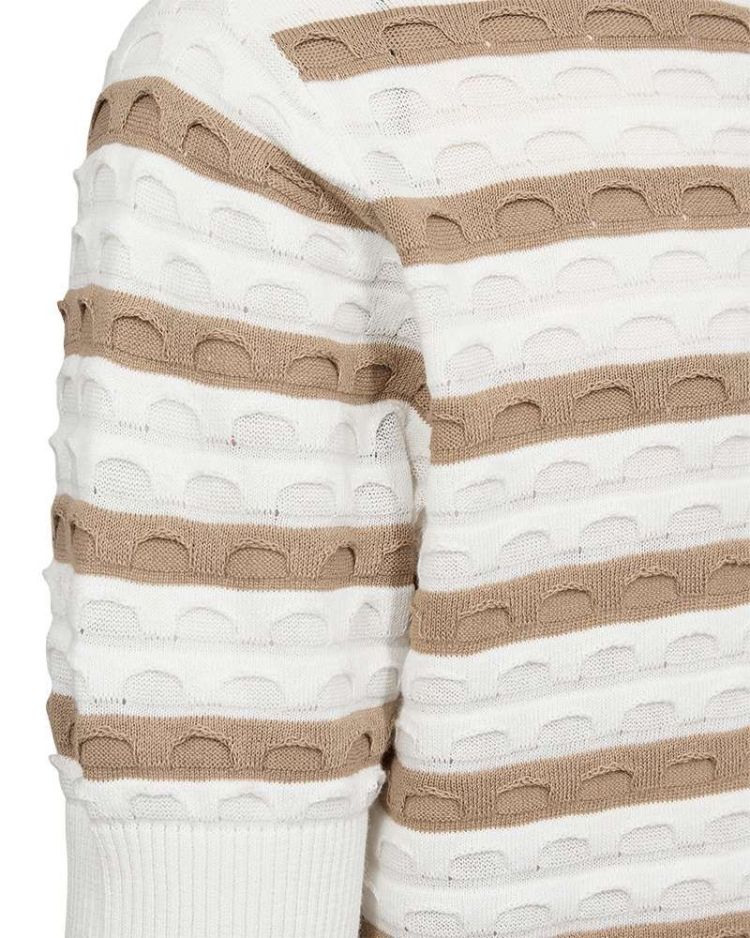 Freequent Pull Off-white dames (DODO PULLOVER JACQUARD STRIPE - FQDODO.OFFWHT/SMINK) - GL Sport (Sluis)