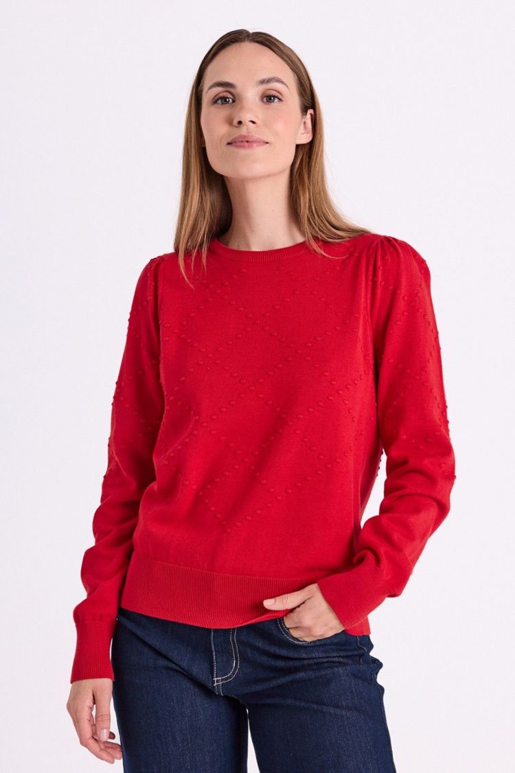 Freequent Pull Rood dames (DODO PULLOVER V-DOT PATTERN - FQDODO.TRUERED) - GL Sport (Sluis)