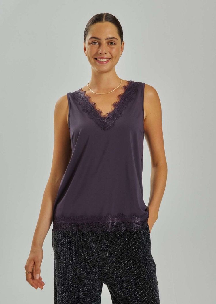 Freequent Top Paars dames (FQBICCO TOP - NIGHTSHADE - 206329.NIGHTSHADE) - GL Sport (Sluis)