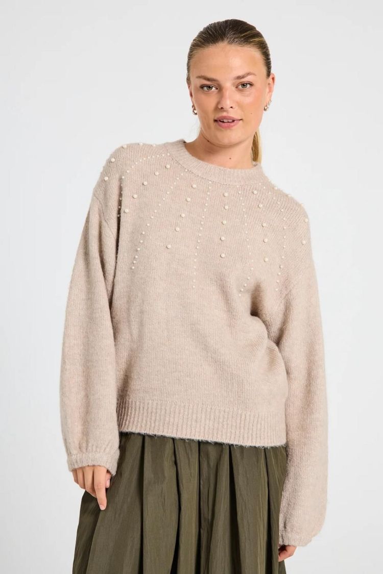 Freequent Pull Taupe dames (FQPEARL PULLOVER  - FQPEARL-PU.TAUPE) - GL Sport (Sluis)