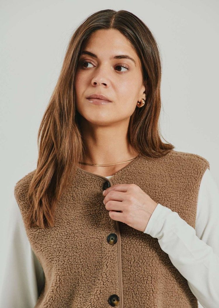 Freequent Bodywarmer Taupe dames (FQTEDDY WAISTCOAT - 207624.DESERTTAUPE) - GL Sport (Sluis)