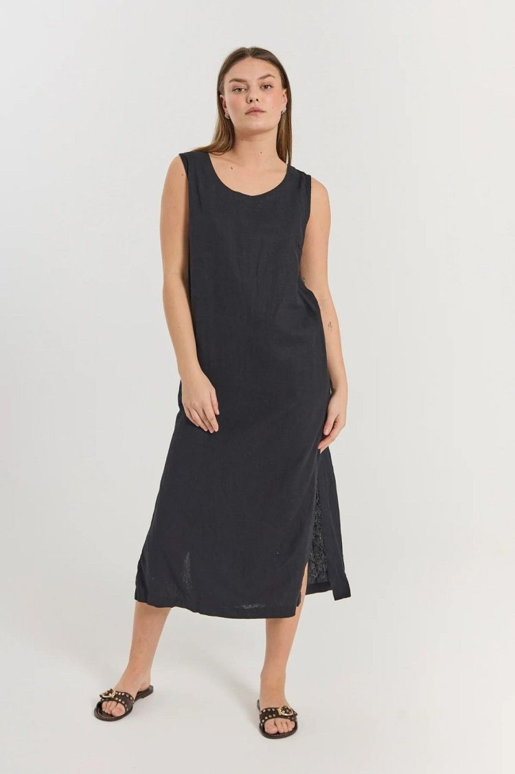 Freequent Jurk Zwart dames (LALUNA DRESS U-NECK - FQLALUNA.BLACK) - GL Sport (Sluis)