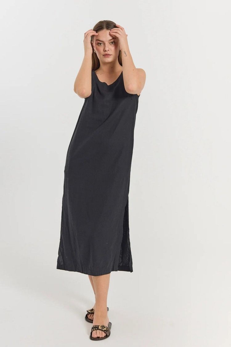 Freequent Jurk Zwart dames (LALUNA DRESS U-NECK - FQLALUNA.BLACK) - GL Sport (Sluis)