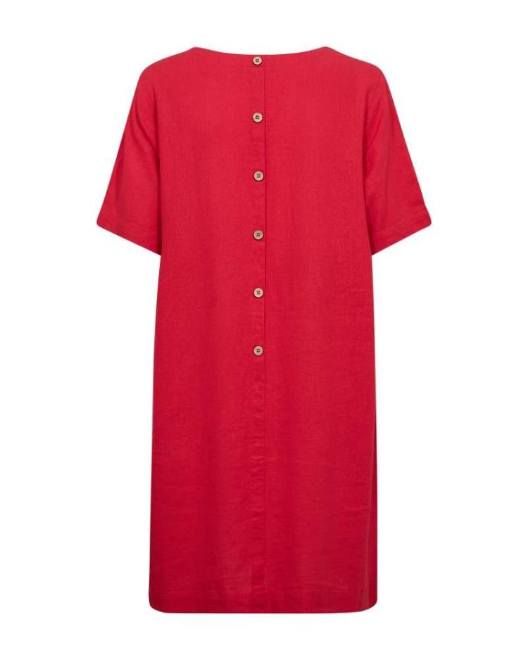 Freequent Jurk Rood dames (LAVA DRESS WITH SLEEVE - FQLAVA.TRUERED) - GL Sport (Sluis)