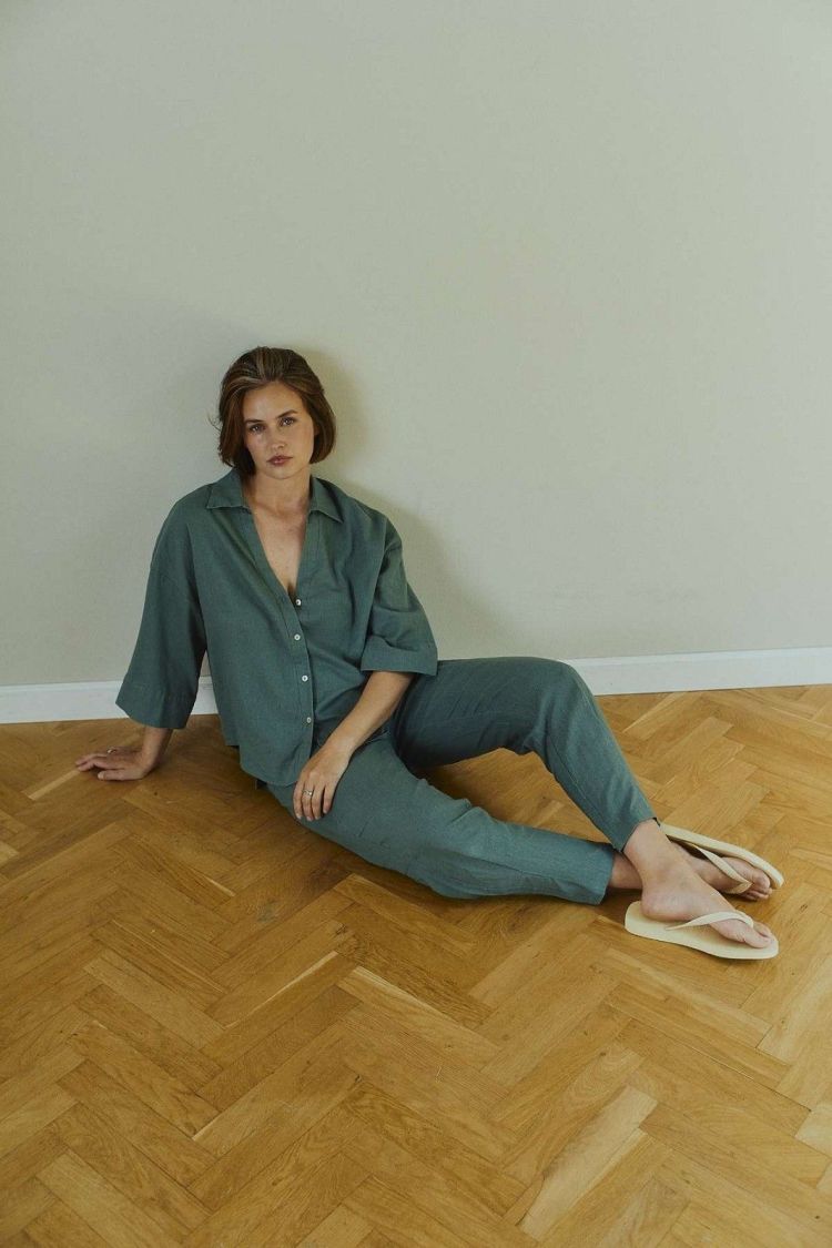 Freequent Blouse Groen dames (LAVA SHIRT BOX PLEAT - FQLAVA.DFOREST) - GL Sport (Sluis)