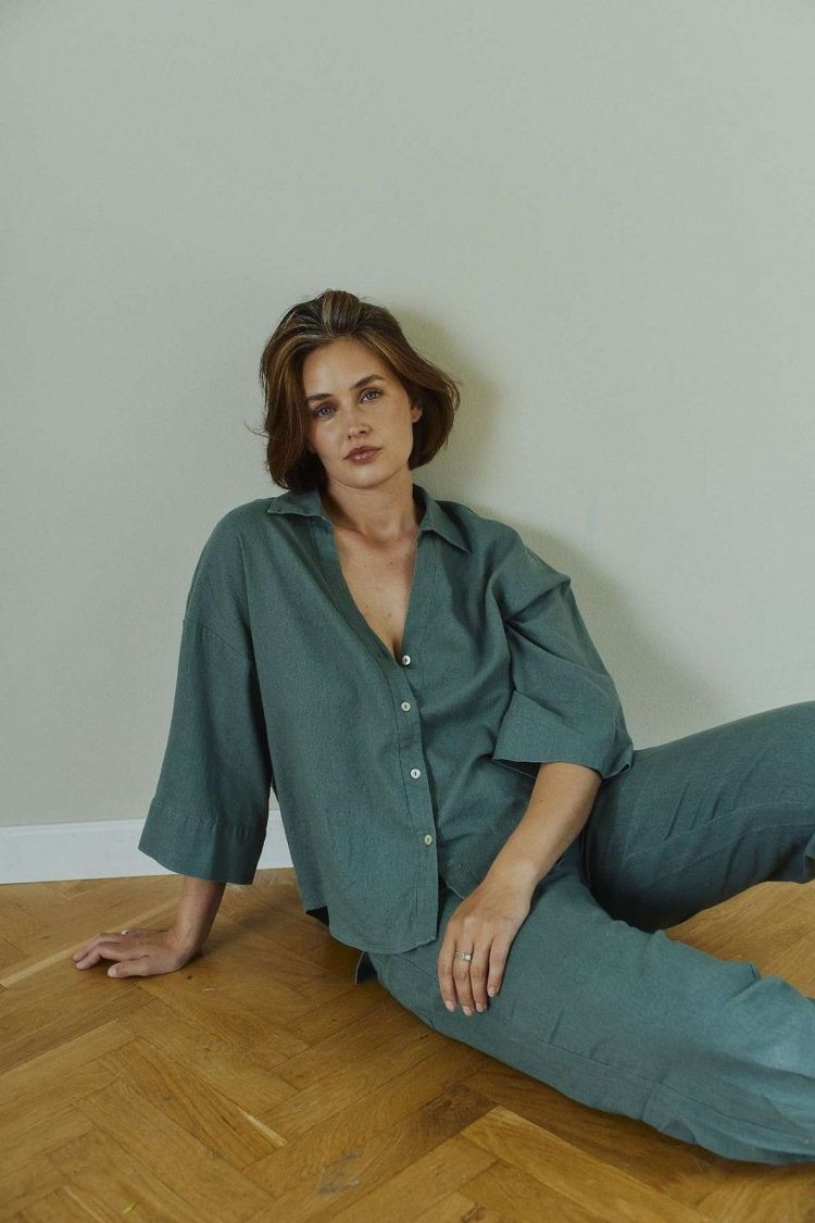 Freequent Blouse Groen dames (LAVA SHIRT BOX PLEAT - FQLAVA.DFOREST) - GL Sport (Sluis)