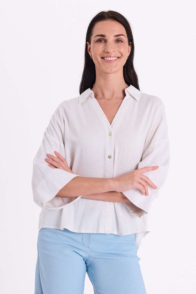 Freequent Blouse Wit dames (LAVA SHIRT BOX PLEAT - FQLAVA.BWHITE) - GL Sport (Sluis)