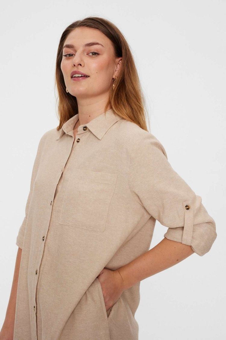 Freequent Jurk Beige dames (LAVA SHIRT DRESS - FQLAVA-SH-DR.SANDMEL) - GL Sport (Sluis)