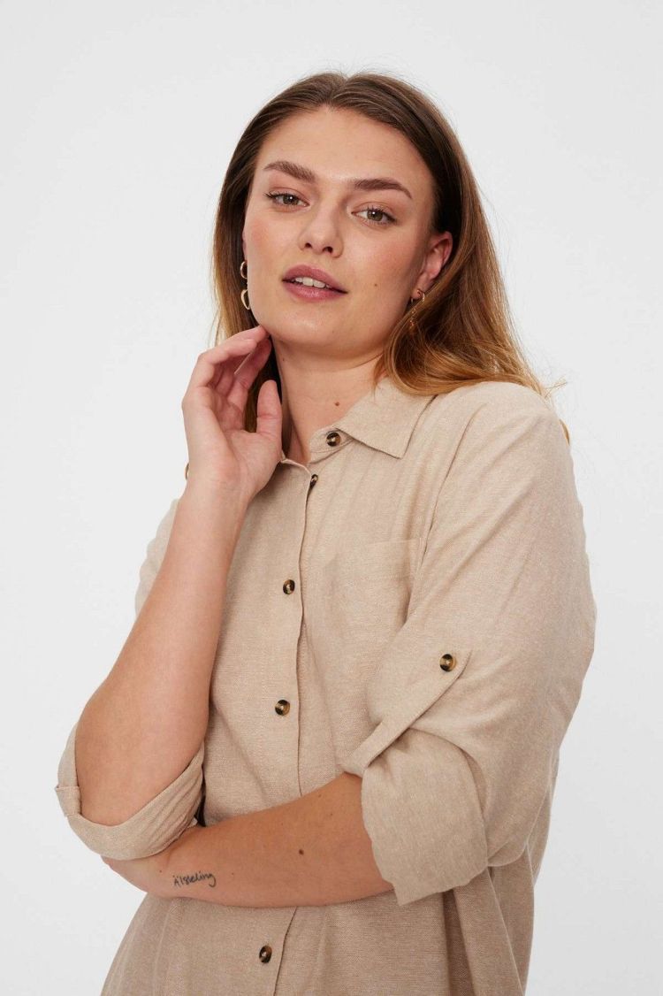 Freequent Jurk Beige dames (LAVA SHIRT DRESS - FQLAVA-SH-DR.SANDMEL) - GL Sport (Sluis)