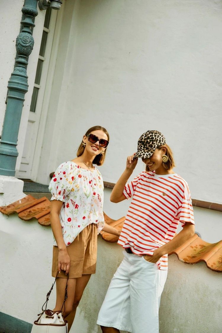 Freequent Blouse Wit dames (MELE BLOUSE - FQMELE.BWHITE/HOTCORAL ) - GL Sport (Sluis)