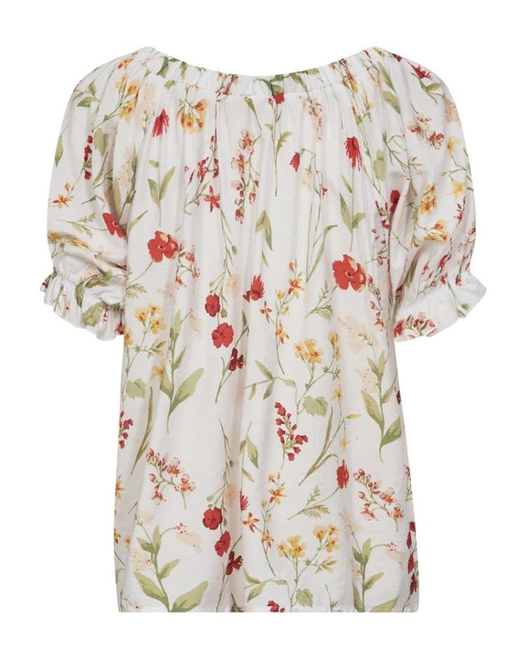 Freequent Blouse Wit dames (MELE BLOUSE - FQMELE.BWHITE/HOTCORAL ) - GL Sport (Sluis)