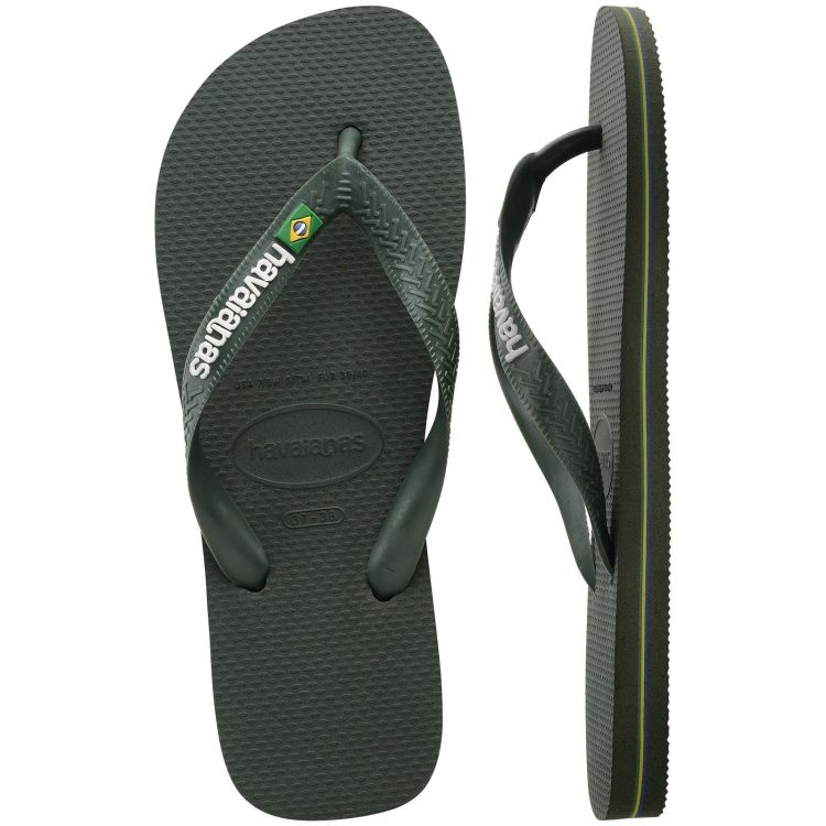 Havaianas Slippers Olijfgroen heren (HAVAIANAS BRASIL LOGO GREEN OLIVE - MEN - 4110850.5983) - GL Sport (Sluis)