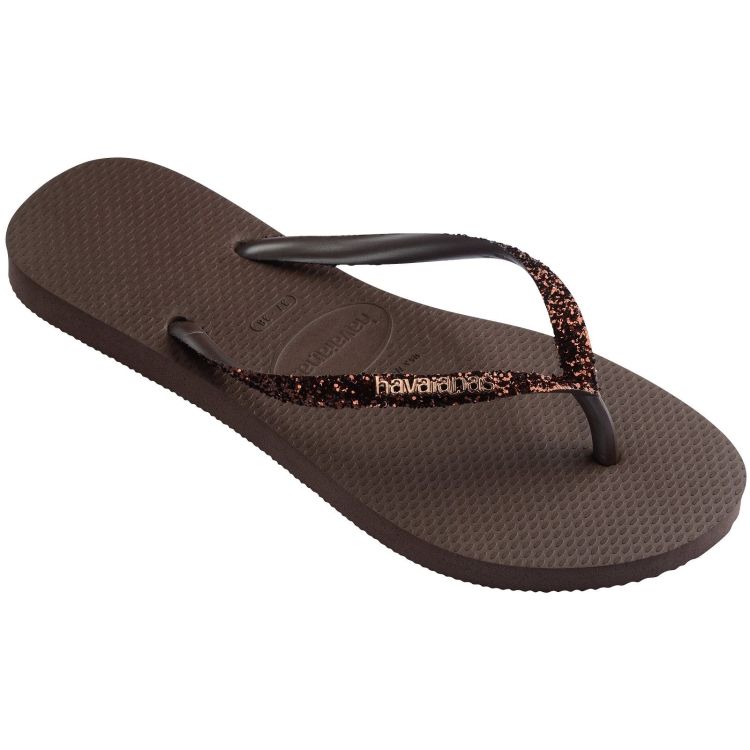 Havaianas Slippers Bruin dames (HAVAIANAS SLIM GLITTER II DARK BROWN - W - 4146975.0727) - GL Sport (Sluis)