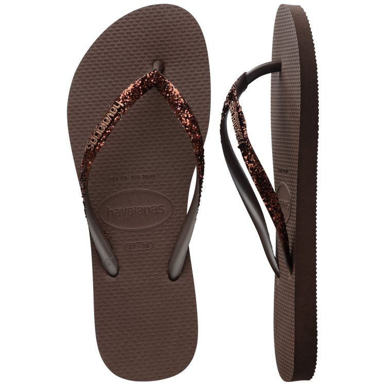 Havaianas Slippers Bruin dames (HAVAIANAS SLIM GLITTER II DARK BROWN - W - 4146975.0727) - GL Sport (Sluis)