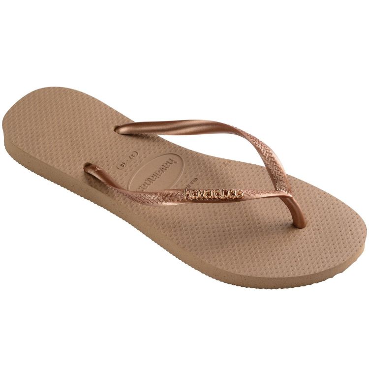 Havaianas Slippers Beige dames (HAVAIANAS SLIM LOGO METALLIC ROSE GOLD - - 4119875.3581) - GL Sport (Sluis)
