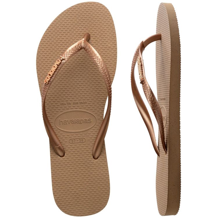 Havaianas Slippers Beige dames (HAVAIANAS SLIM LOGO METALLIC ROSE GOLD - - 4119875.3581) - GL Sport (Sluis)