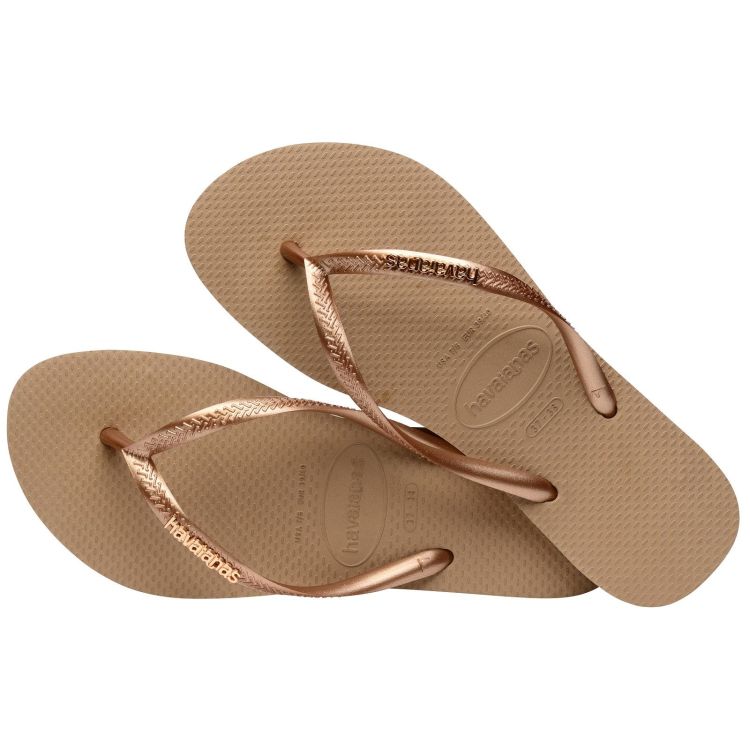 Havaianas Slippers Beige dames (HAVAIANAS SLIM LOGO METALLIC ROSE GOLD - - 4119875.3581) - GL Sport (Sluis)