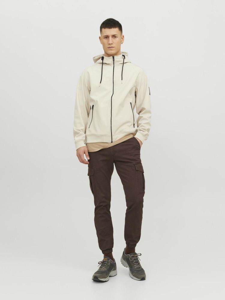 Jack & Jones Jas Beige heren (BASIC SOFTSHELL HOOD - 12236300.MOONBEAM) - GL Sport (Sluis)