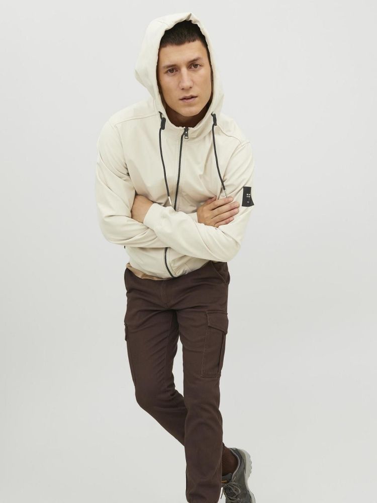 Jack & Jones Jas Beige heren (BASIC SOFTSHELL HOOD - 12236300.MOONBEAM) - GL Sport (Sluis)