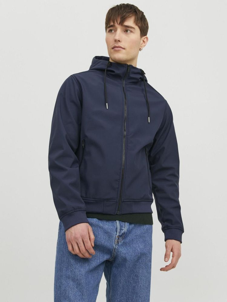 Jack & Jones Jas Blauw heren (BASIC SOFTSHELL HOOD - 12236300.NAVYBLAZER) - GL Sport (Sluis)