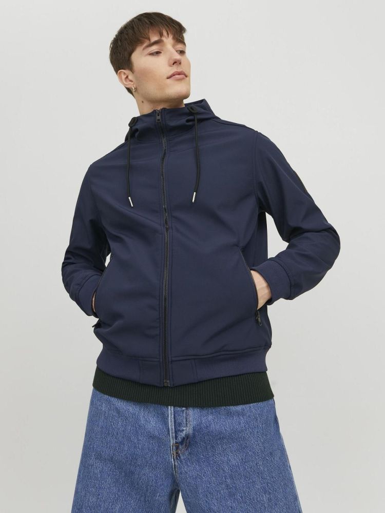 Jack & Jones Jas Blauw heren (BASIC SOFTSHELL HOOD - 12236300.NAVYBLAZER) - GL Sport (Sluis)