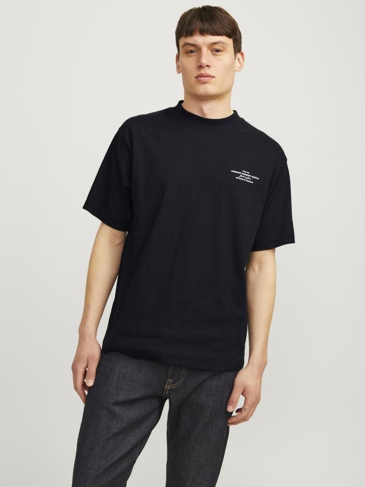 Jack & Jones T-shirt Zwart heren (CHAD BRANDING SS CREW NECK TEE - 12259357.BLACK) - GL Sport (Sluis)