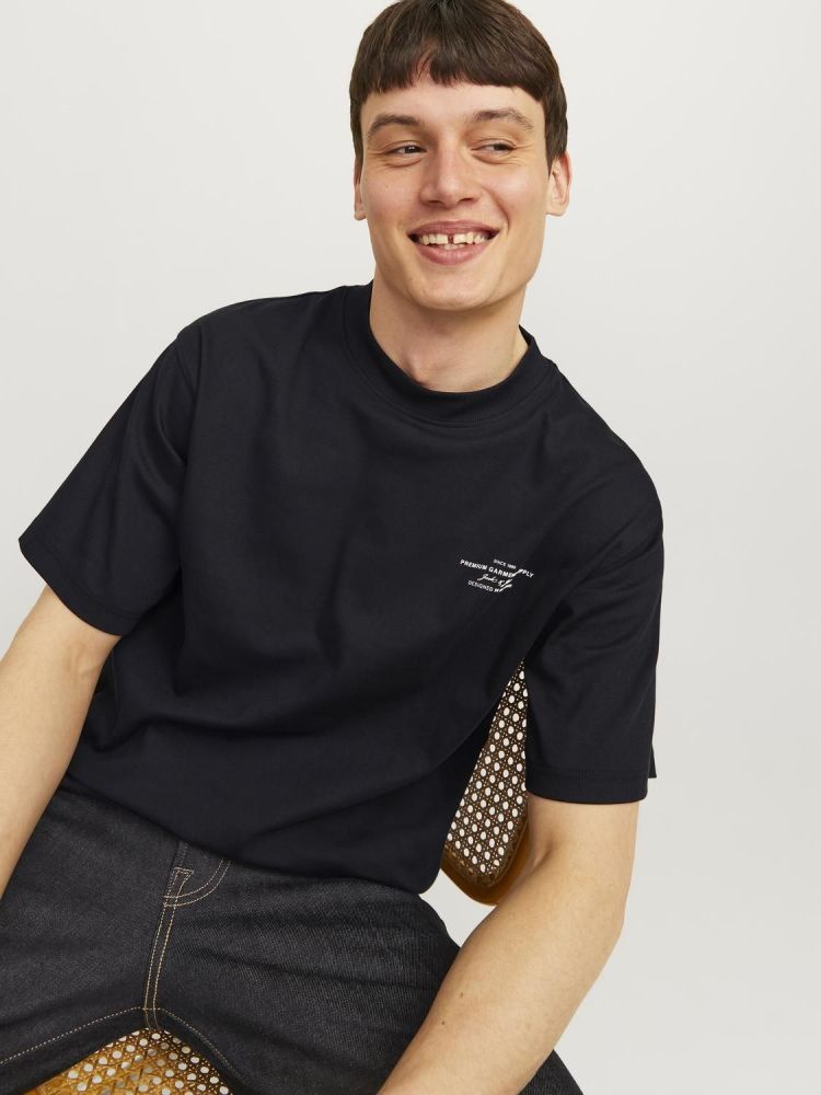 Jack & Jones T-shirt Zwart heren (CHAD BRANDING SS CREW NECK TEE - 12259357.BLACK) - GL Sport (Sluis)