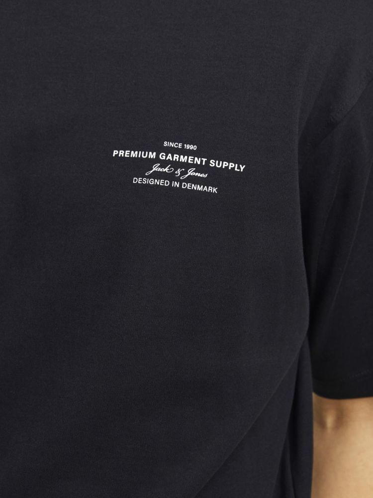 Jack & Jones T-shirt Zwart heren (CHAD BRANDING SS CREW NECK TEE - 12259357.BLACK) - GL Sport (Sluis)