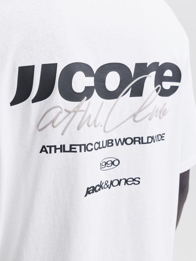 Jack & Jones T-shirt Wit heren (CLUB BACKSCRIPT TEE SS CREW NECK - 12300239.BRIGHTWHITE) - GL Sport (Sluis)