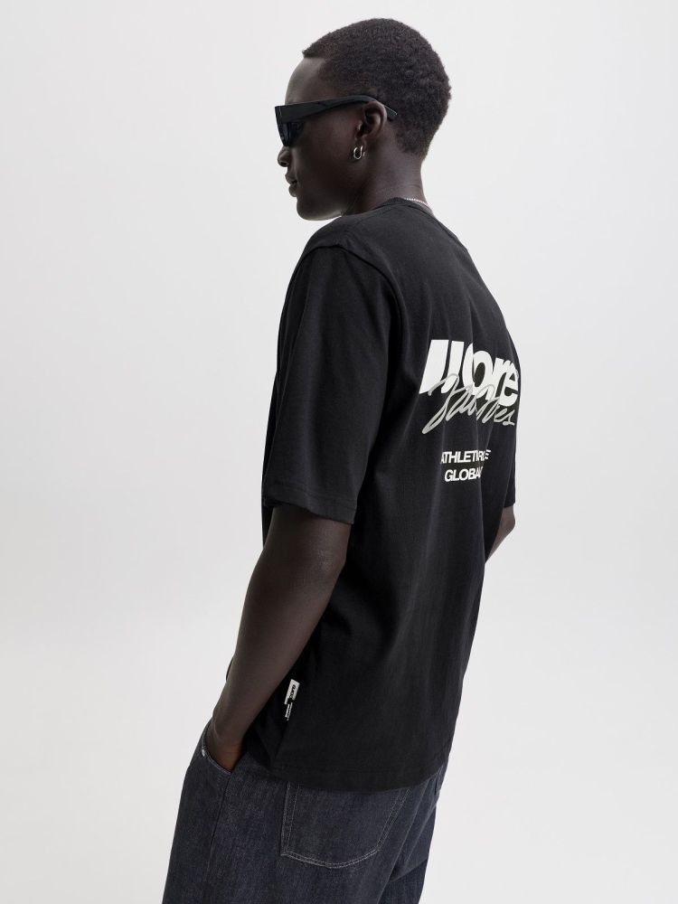 Jack & Jones T-shirt Zwart heren (CLUB BACKSCRIPT TEE SS CREW NECK - 12300239.BLACK) - GL Sport (Sluis)