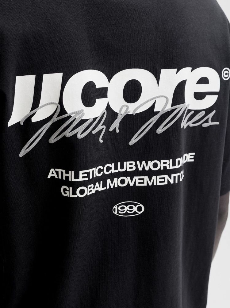 Jack & Jones T-shirt Zwart heren (CLUB BACKSCRIPT TEE SS CREW NECK - 12300239.BLACK) - GL Sport (Sluis)