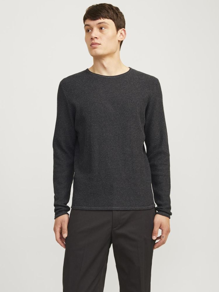 Jack & Jones Pull Grijs heren (COOPER KNIT CREW NECK - 12258407.DGREYMEL) - GL Sport (Sluis)