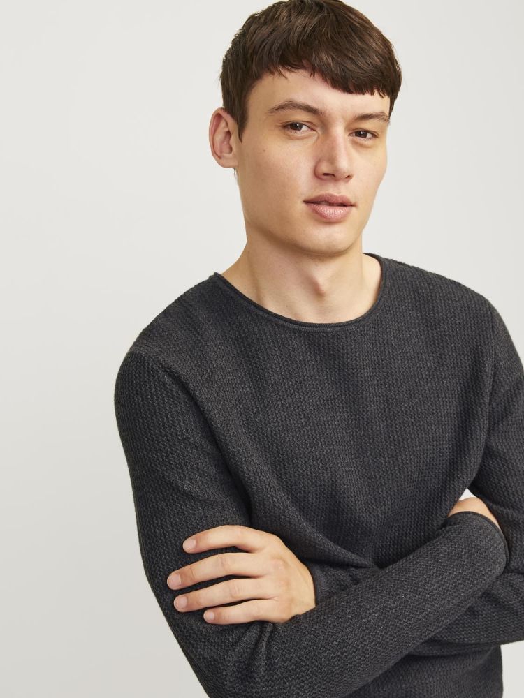 Jack & Jones Pull Grijs heren (COOPER KNIT CREW NECK - 12258407.DGREYMEL) - GL Sport (Sluis)