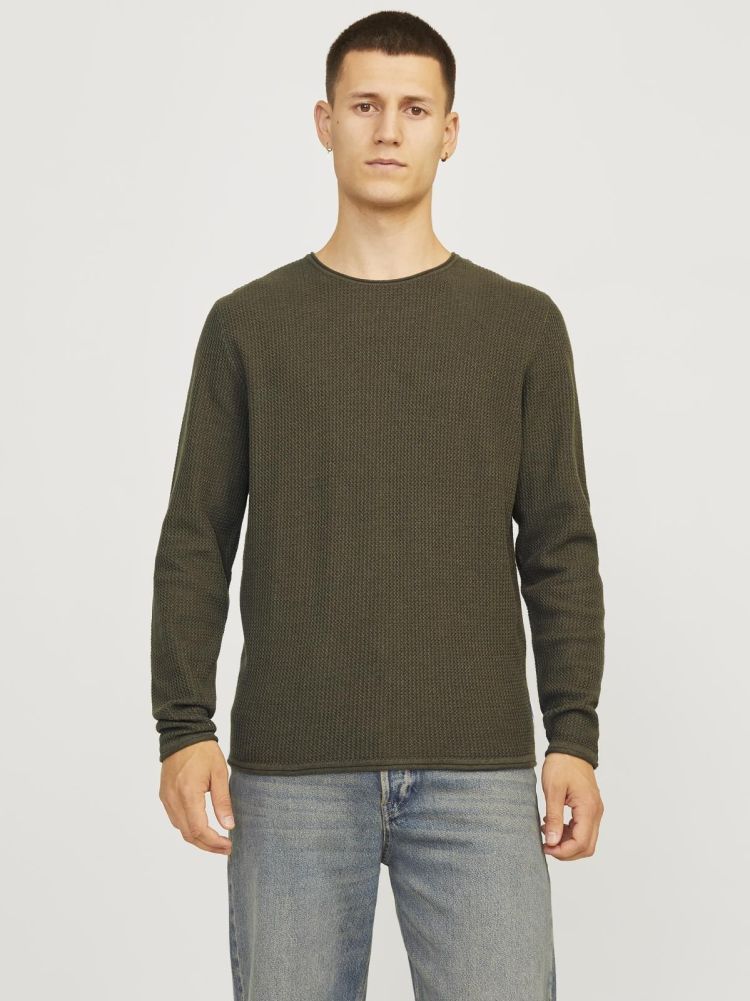 Jack & Jones Pull Olijfgroen heren (COOPER KNIT CREW NECK - 12258407.OLIVENIGHT) - GL Sport (Sluis)