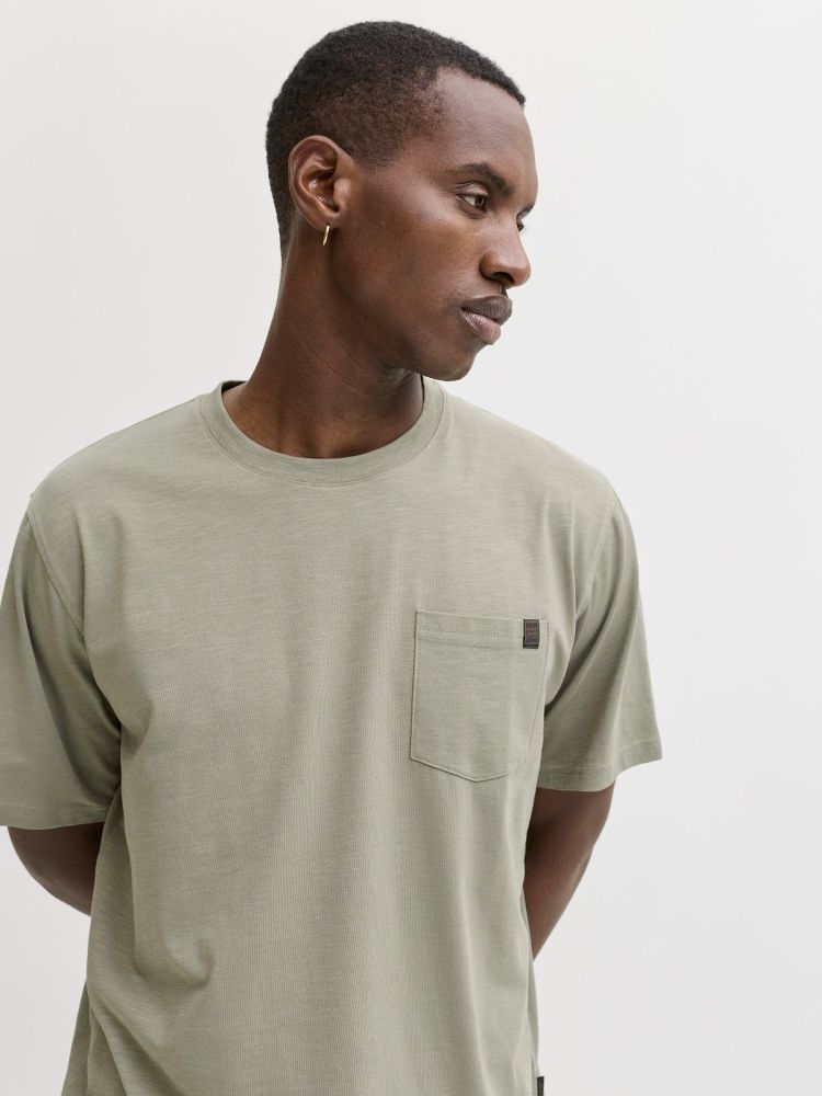 Jack & Jones T-shirt Groen heren (DOVER SLUB TEE SS - 12288897.VETIVER) - GL Sport (Sluis)