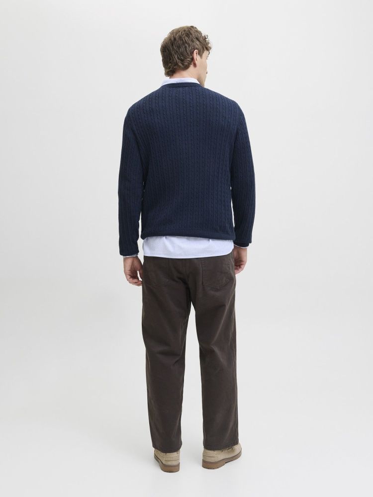 Jack & Jones Pull Blauw heren (EMIL KNIT CABLE CREW NECK - 12278785.NAVYBLAZER) - GL Sport (Sluis)